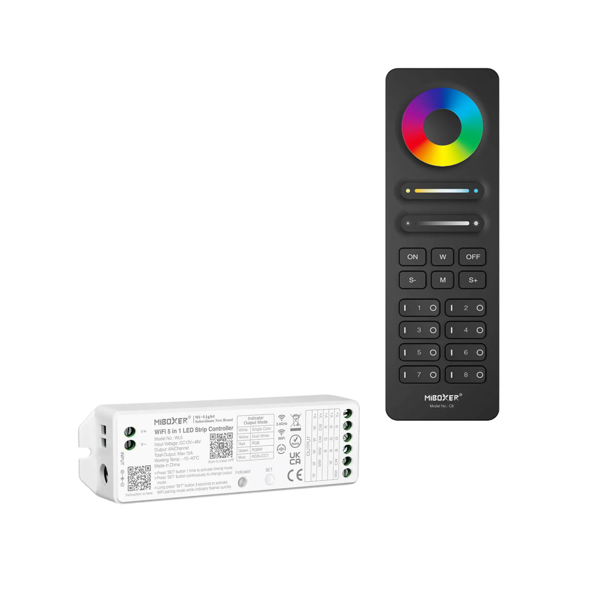 MiBoxer WL5 Controller + C8 8-Zone Handheld Remote Kit