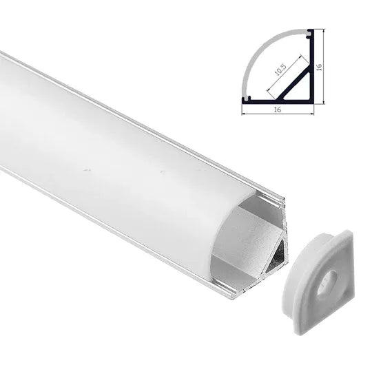 Aluminum Extrusion - 45° Corner - Diffused Curve
